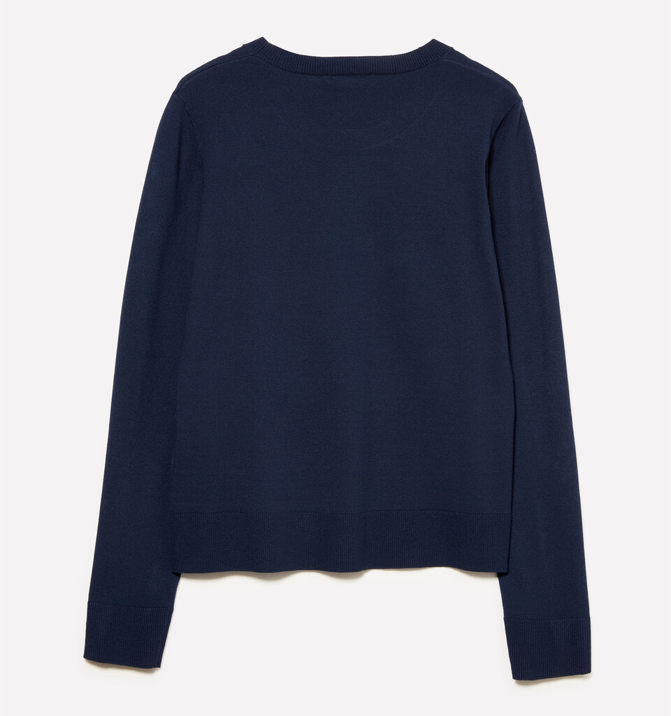 Pull ras du cou bleu marine - pulls col rond pour femme - Bleu Foncé | Sisley image number 2